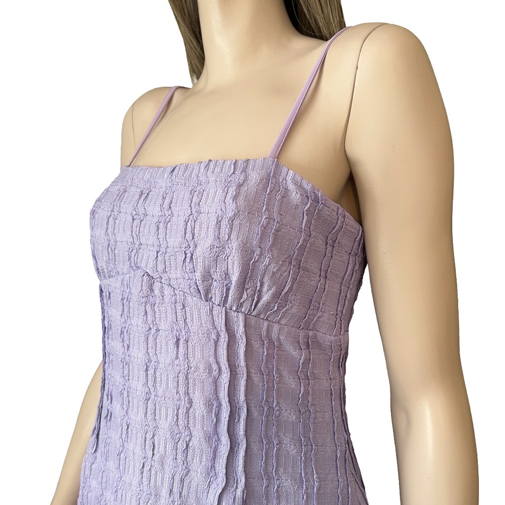 Princess Polly Melrose Nights Lilac Mini Dress Textured Empire Bust Sleeveless - Picture 6 of 16